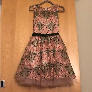 Flowery Pink Dress with Tulle